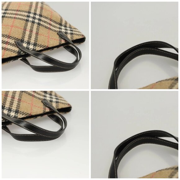 BURBERRY Nova Check Hand Bag Wool Beige Gold Auth 124760 - Picture 16 of 16